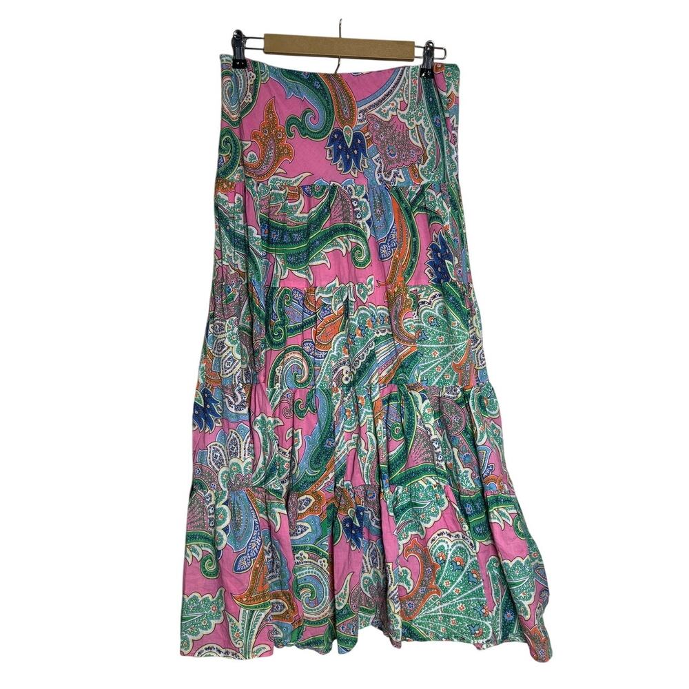 Lauren Ralph Lauren Tiered Paisley Maxi Skirt Sz. S - Picture 2 of 6
